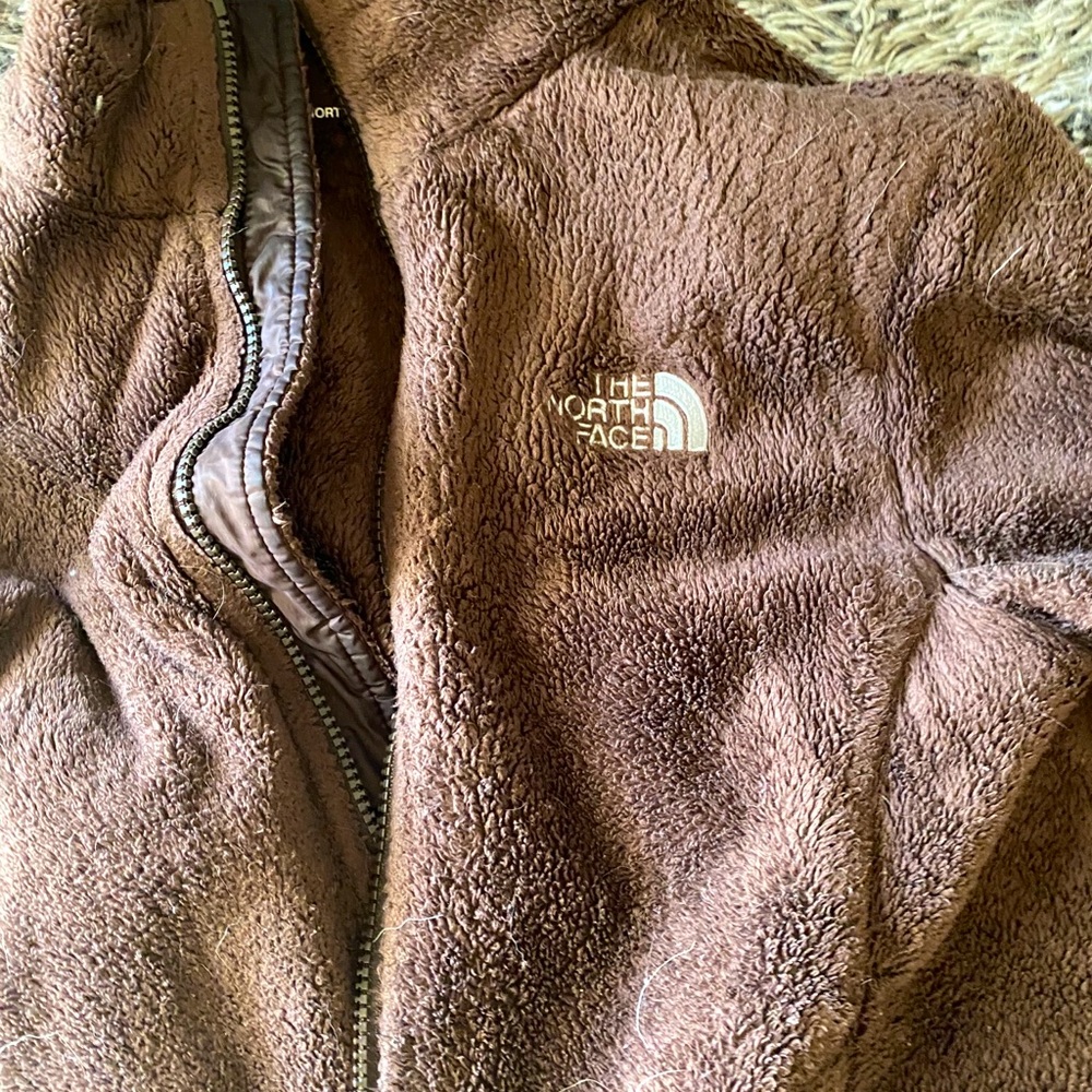 Chocolate & fuzzy size medium North Face jacket